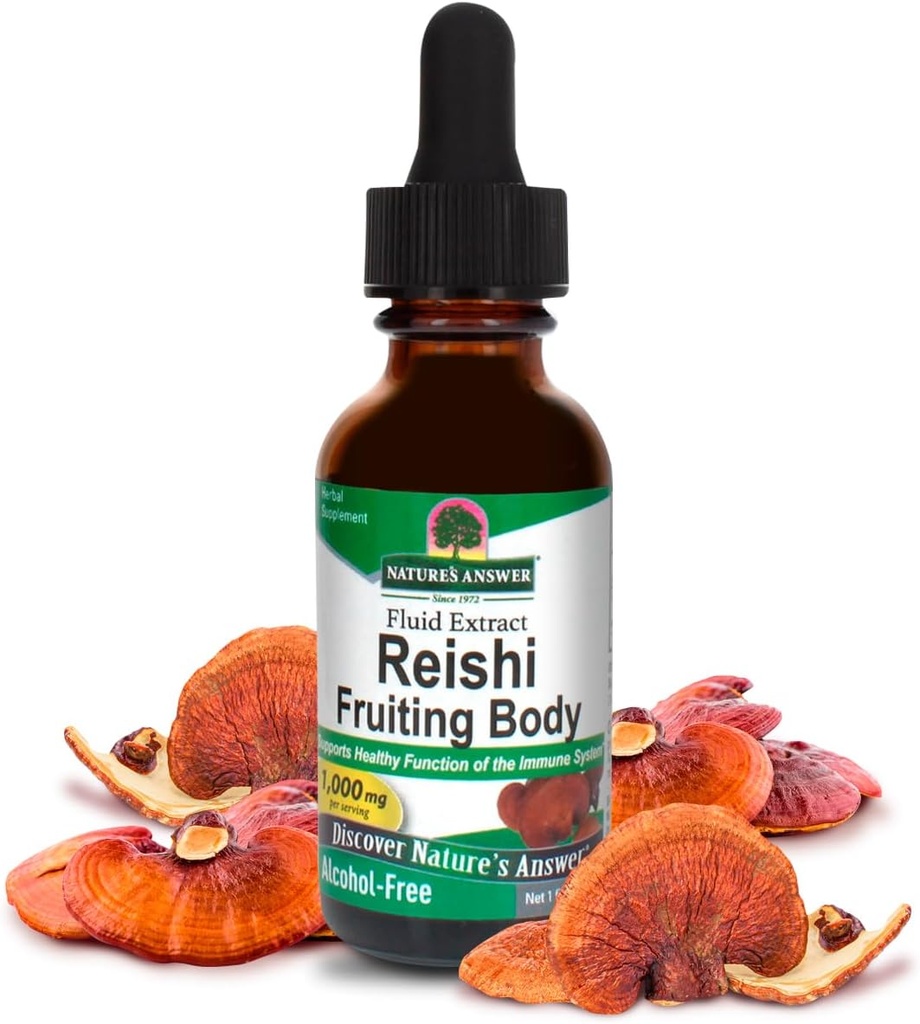 Naravoslovni odgovor Alkohol-free Reishi Izvlečno sadno telo, 1-Fluid Ounce Tekoči ekstrakt Imunski sistem graditelj