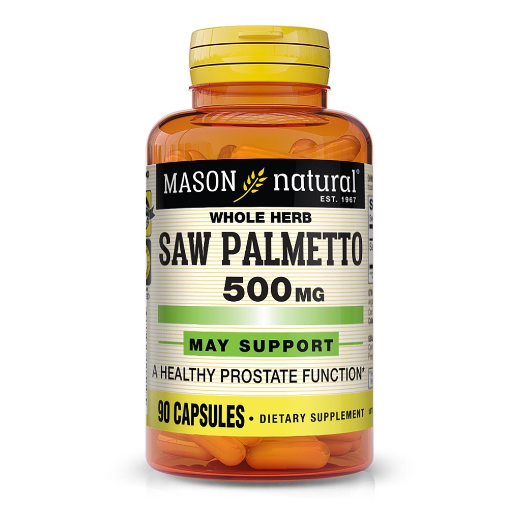 MASON NATURAL Saw Palmetto 500 mg, podpira zdravje prostate in delovanje urina, 90 kapsul