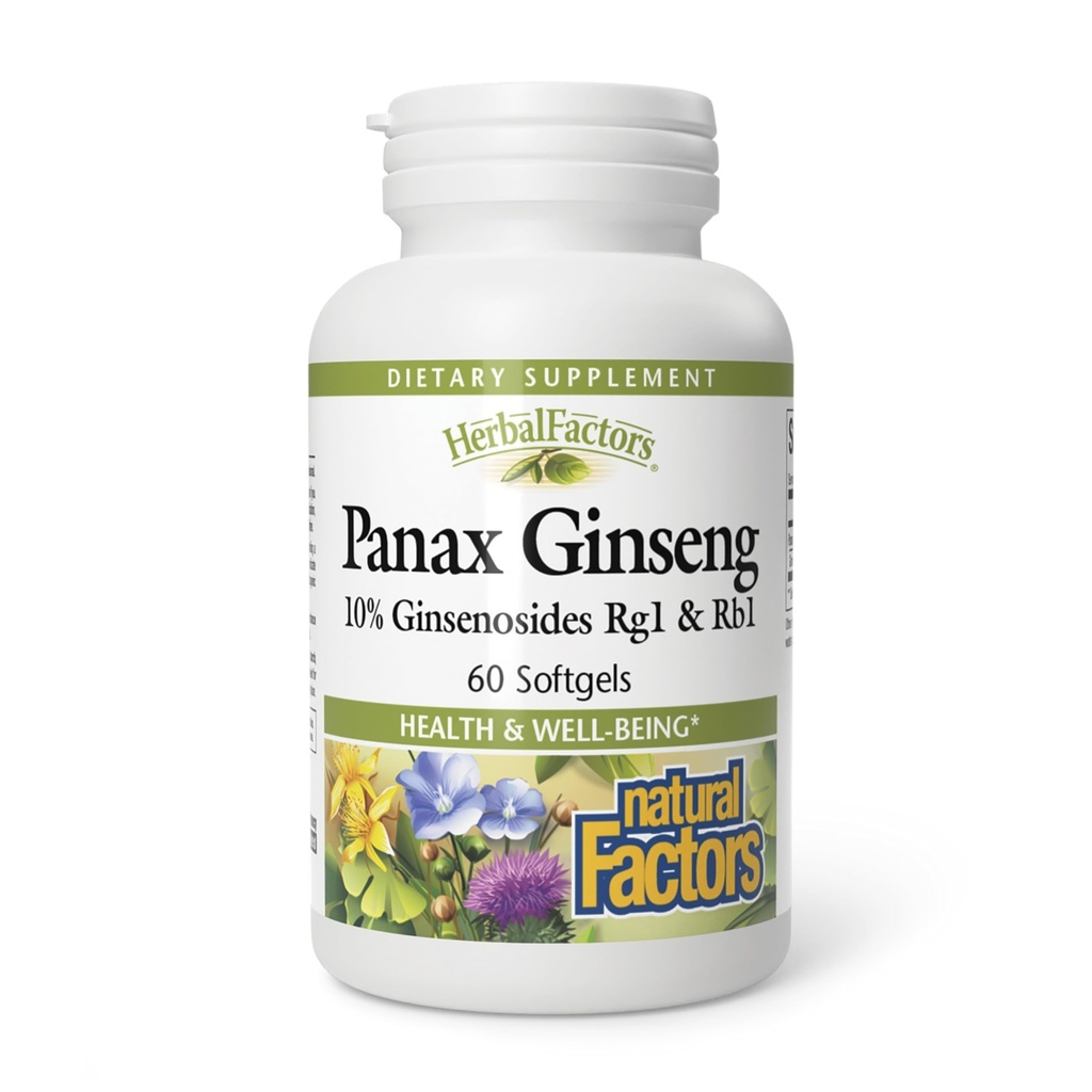 HerbalFactors by Natural Factors, Panax Ginseng, Spodbuja odpornost na vsakodnevni stres in zdravo dobro počutje, 60 mehkih gelov (60 obrokov)