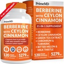 21- v-1 Berberine dodatek s Ceylon Cinnamon - Berberine 1500 mg s kromom, grenko melono in zelenim čajem - Berberine 5X za upravljanje telesne mase in metabolizem podporo s 5279 mg (120 ct)
