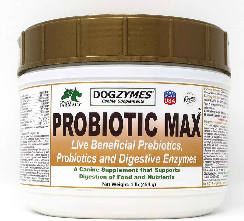 Dogzymes probiotik Max -10 milijard CFU je probiotiki, Prebiotiki, Pregestiv encimi - Relieves diareja, vznemirjen želodec, zaprtje, plin, alergija, imuniteta in splošno zdravje (1 funt)