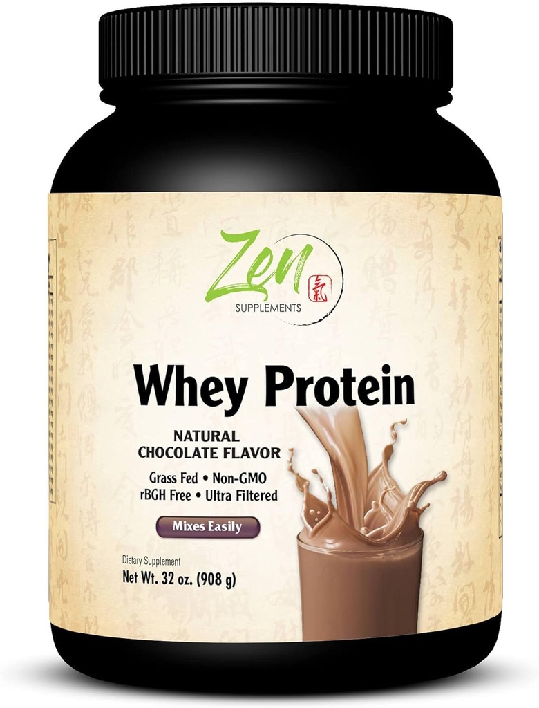 Zen dodatki - Ekološka trava Fed Whey Protein 19g Per Serving Keto prijazno - Čokolada 32 Oz-Powder