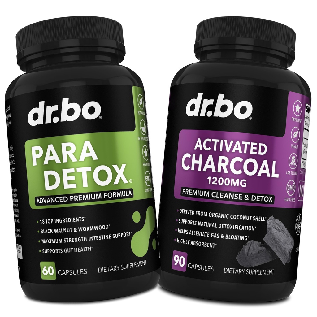 Telo Detox Cleanse & Charcoal Kapsule - Črevesna Prebavna podpora dopolnila za želodčno črevo zdravje - Pro Gut Health Intestine Supplement Binder Stomach - Wormwood Black Walnut Complex & Cloves