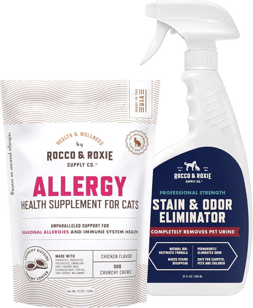 Rocco & Roxie Cat Alergy dodatki & Stain & Odor Eliminator paket