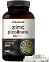 Pikolinat iz cinka visoke jakosti 100 mg - 240 kapsul, biorazpoložljiva oblika cinka za imuno podporo in zdravje kože - ne-GMO in gluten