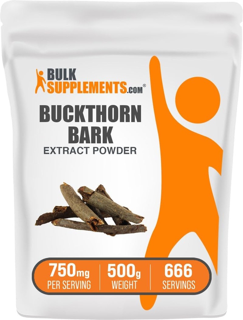 BulkSupplements.com Buckthorn Bark Extract Powder - Buckthorn Bark Powder, zeliščni dodatek - Vegan & Gluten Free, 750mg na serviranje, 500g (1,1 lbs) (Pack of 1)