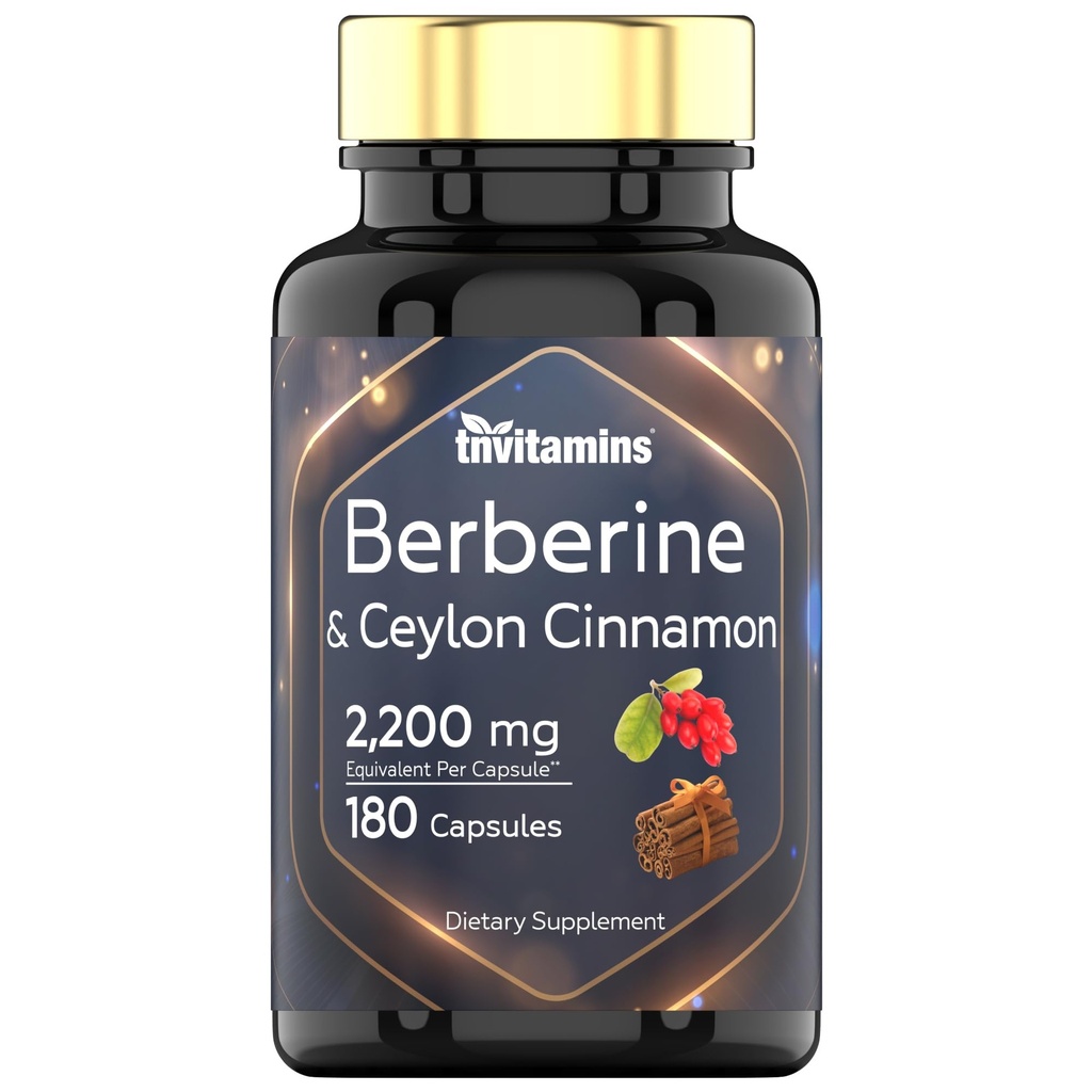 Berberin s cimetom Ceylon: 2200 mg na kapsulo - 180 kapsul 