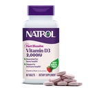 Natrol hitro raztopi vitamin D3 2.000 i.e., prehranski dodatek za zdravje kosti in sklepov, podpora kosti, 90 tablet, 90 dnevna oskrba