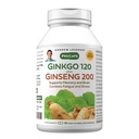 ANDREW LESSMAN Ginkgo 120 Plus Ginseng 200mg - 60 kapsul - standardizirana mešanica ekstrakta za podporo možganov, spomin in kognitivne funkcije. Adaptogen, Boj proti stresu in utrujenosti. Brez dodatkov