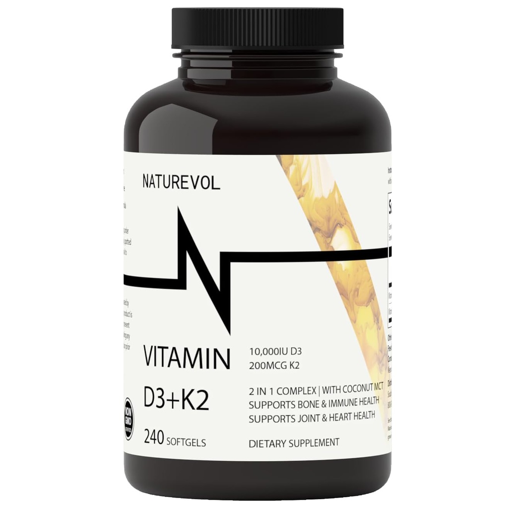 Vitamin D3 + K2 s kokosovim oljem - D3 10.000 i.e. & K2 (MK-7) 200 μg 