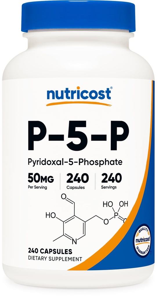 Nutricost P5P Vitamin B6 dodatek 50mg, 240 Kapsule (Pyridoxal-5-Fosfat) - vegetarijansko prijazno, ne-GMO, Gluten prost