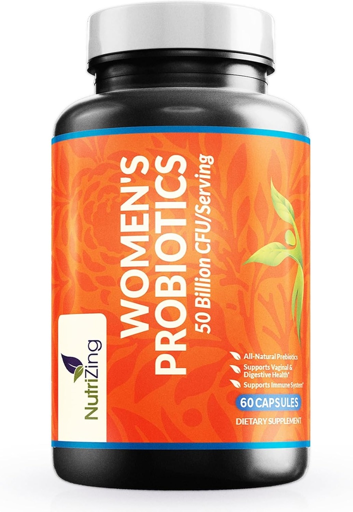 NutriZing ženske probiotik za Gut Health - 50 milijard CFU - Prebiotiki in probiotiki za ženske prebavno zdravje in pH ravnovesje - Lactobacillus Reuteri & Rhamnosus dopolnila - Vaginalna podpora