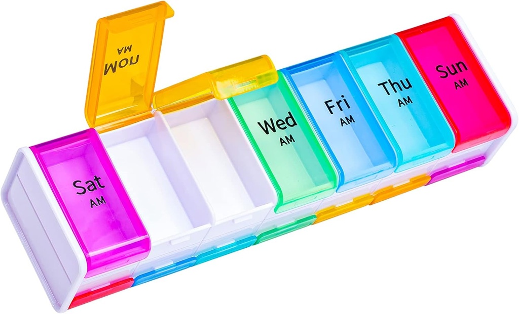Bele ekstra velike tablete Organizator 2 krat na dan, XXL tablete Box 7 dan, velike tedenske tablete Box Organizator, Ogromen AM PM tablete Primer, Velikan Daily Pill Container s 14 XL Compartment za vse Meds(Dvojno Sided)