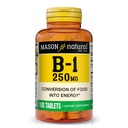MASON NARAVNI vitamin B,1 Tiamin 250 mg, 100 dan dobava prehranska dopolnila, enostavno, da,Shallow tablete, Podpora proizvodnja energije in zdravo presnovo