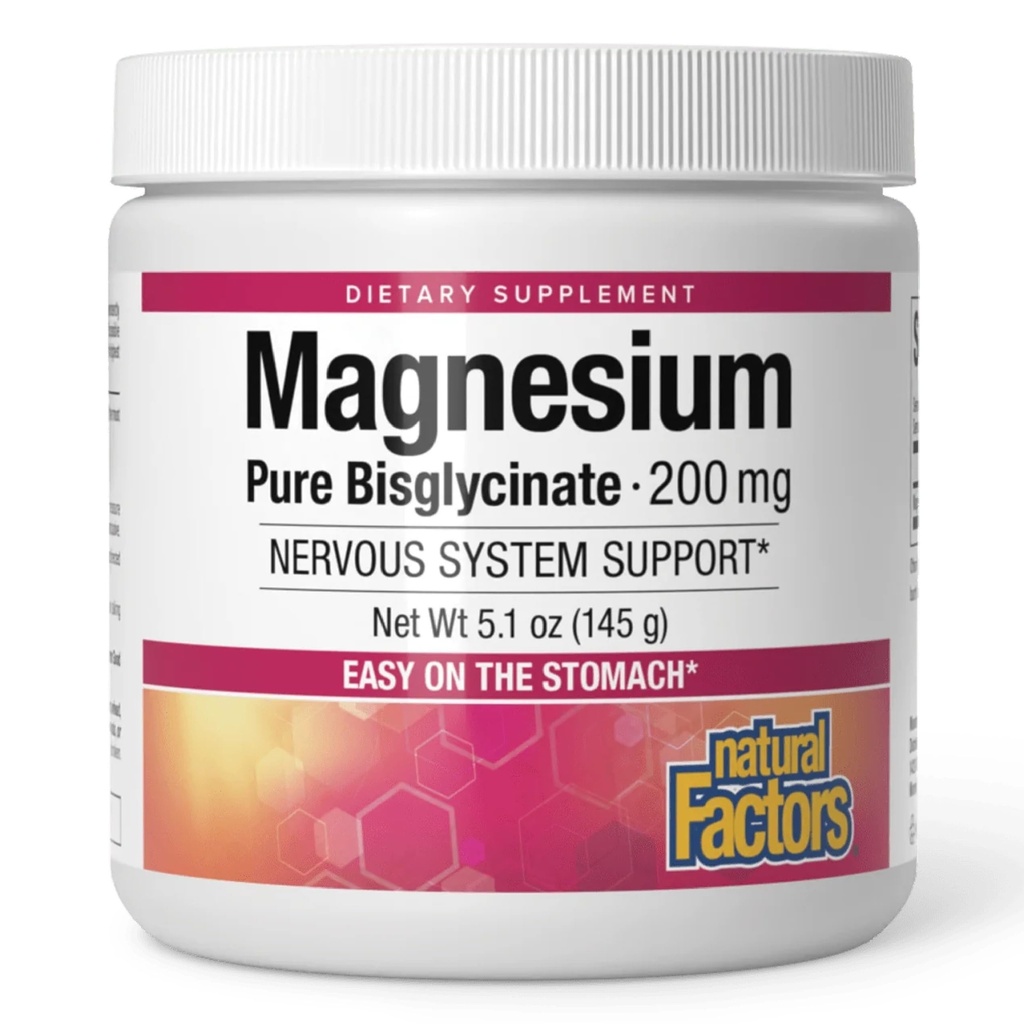 Naravni dejavniki Magnezij Bisglicinat Powder - Podpora za zdravje celega telesa - Naravni Magnezij Dodatek podpira moč in zdravje kosti - 5.1 oz (50 Serving)