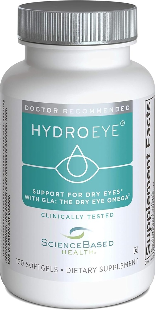 Hydro-Eye softgels - Suho oko Relief - Lastnosti GLA, EPA, DHA in drugih ključnih hranil - 120 Count
