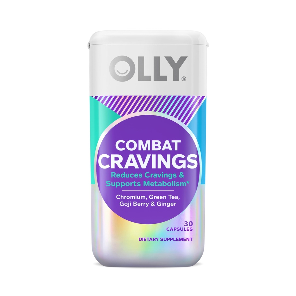 OLLY Combat Cravings, Presnova in energijska podpora dodatek, 1000 mcg krom, zeleni čaj, Goji Berry, Ginger - 30 Count