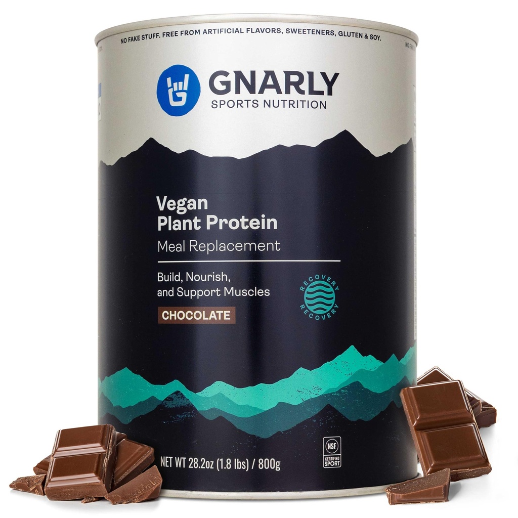 Gnarly Nutrition Vegan Plant Protein – Chocolate Vegan Protein Powder, NSF Sport Certified – Nadomestek obroka, Daily Nutrition Boost – Laktoza Free Powder – Čokolada, 28.2 oz