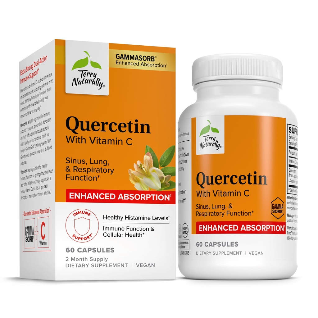 Terry Naturally EuroPharma Quercetin with Vitamin C Extra Strength - Ultra Absorption 60 Capsule
