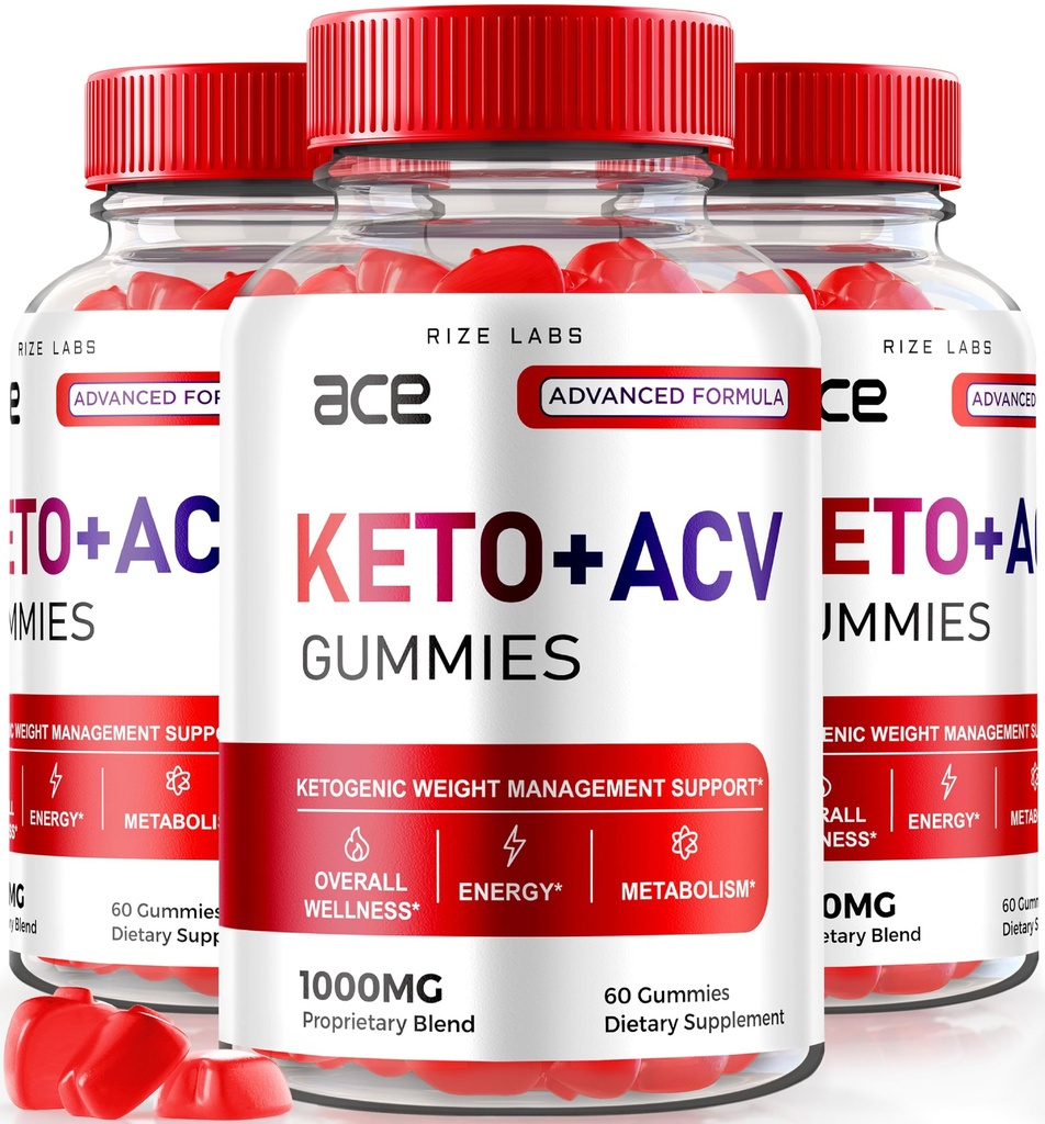 Rize laboratoriji - Ace Keto ACV Gummies, Napredna izguba teže 1000mg, Apple Cider Vinegar dodatek (180 Gummies)