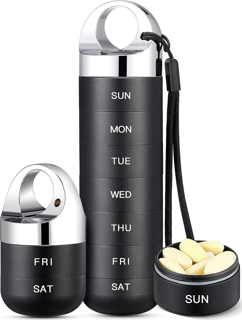 Zannaki Metal Travel Organizer, Prenosne vodoodporne tedenske tablete Box, Velika Aluminum Alloy Pill Case Container, BPA brezplačno 7 Daily Medicine Organizator Imetnik za vitamine, ribje olje, Dopolnilo