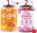 NEVIS CoQ10-250mg Polni gumiji,60Cts + veganski vitamin D3 5000IU & metil B12 1000mcg Gummies, 120Cts