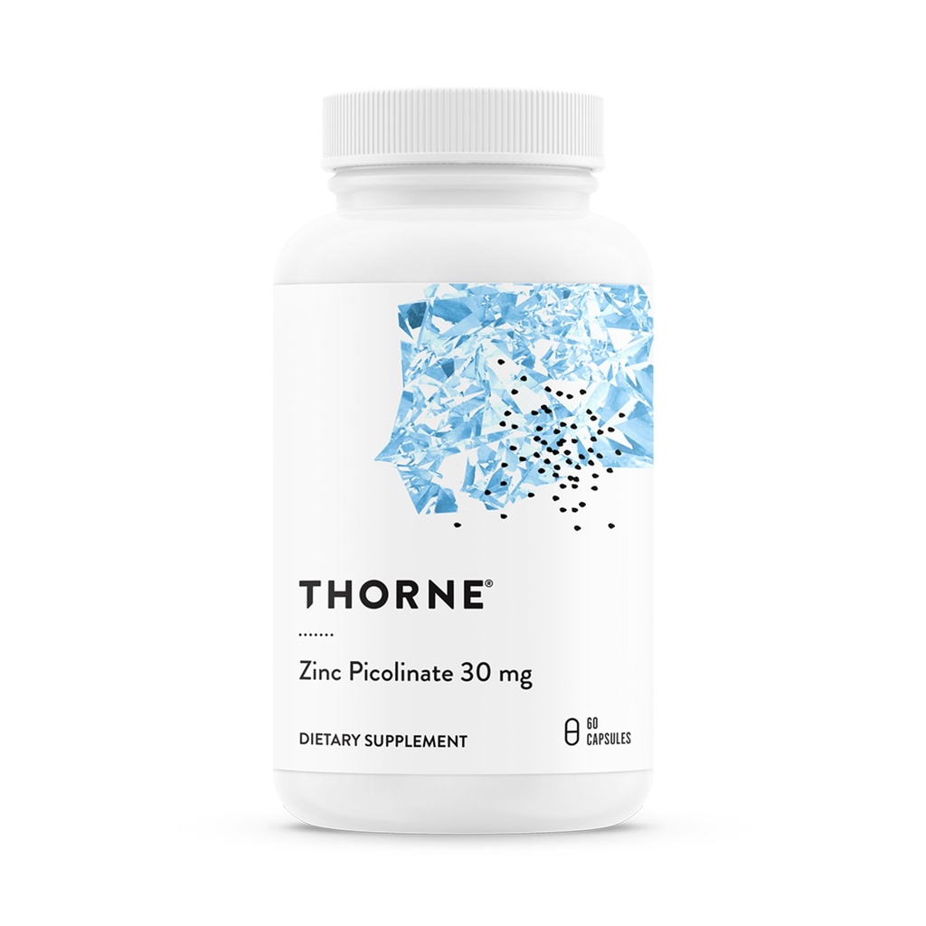 THORNE - cinkov pikolinat 30 mg - dobro absorbirani cink dodatek za rast in imunske funkcije - spodbuja zdravo kožo in oči* - Gluten, Dairy & Soy-free - 60 kapsul