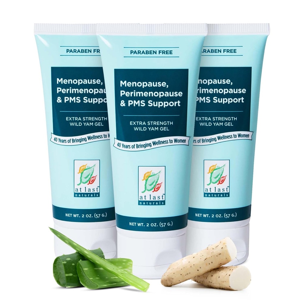 Na koncu Naturals Wild Yam Gel Dodatna moč Menopause Relief, Perimenopavze Podpora in PMS Relief, Lahko pomagajo naravno zmanjšati vroče Flashe (2 oz, 3 Pack)