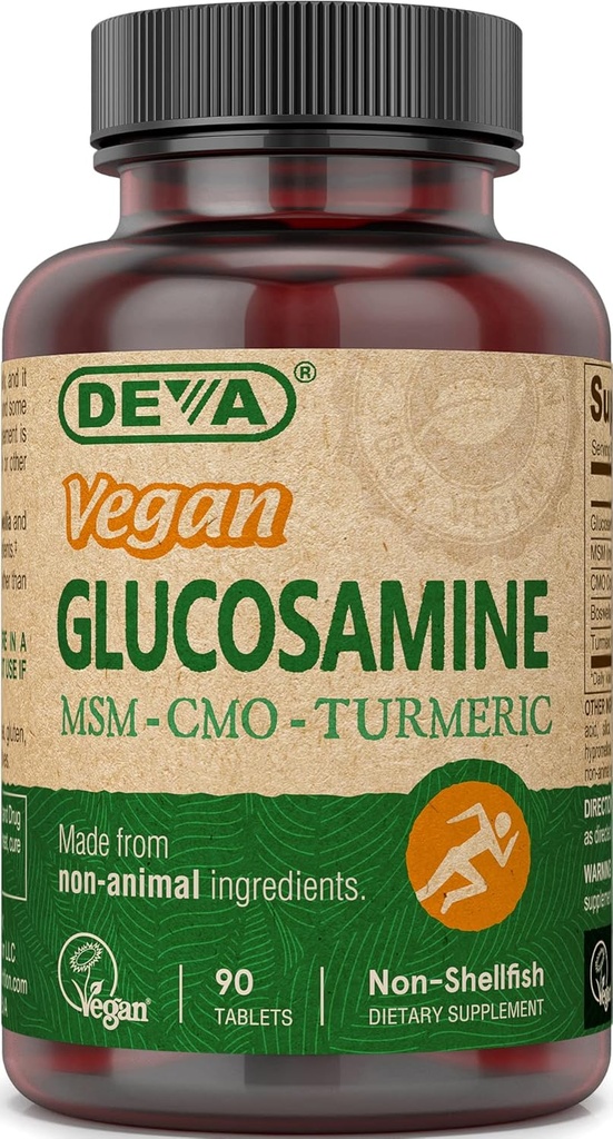 DEVA Vegan Glukozamin MSM & CMO, SUT, izvleček kurkuma, izvleček Boswellia z neživalskimi sestavinami, 90 tablet