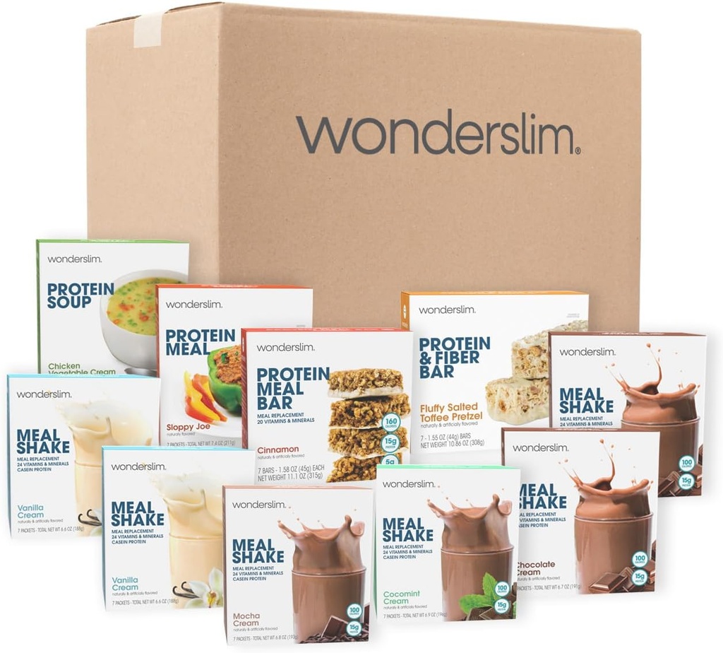 Wonderslim 2 teden hujšanje obrok komplet – 70 Pripravljen za uživanje dietne hrane za hujšanje, Predpakirani obroki in prigrizki za moške in ženske, z vgrajeno strukturo za dolgoročni uspeh