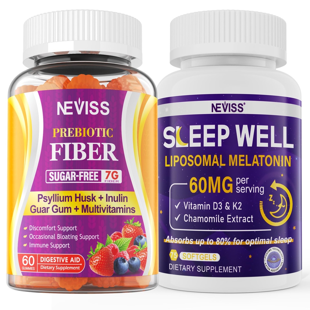 NEVISS Prebiotične vlaknine 7G Gumiji za odrasle + melatonin 60mg za odrasle