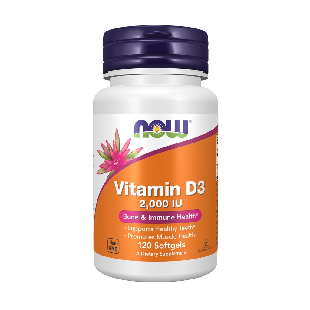 NOW Foods Supplements, Vitamin D-3 2.000 IU, Visoka moč, Strukturna podpora*, 120 Softgels