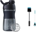 BlenderBottle SportMixer Shaker steklenica kot nalašč za beljakovinske pretresi in pred vadbo, 20-ounce, črna & 2-v-1 Shaker steklenica in slama čiščenje čopič, 1 pakiranje,Siva