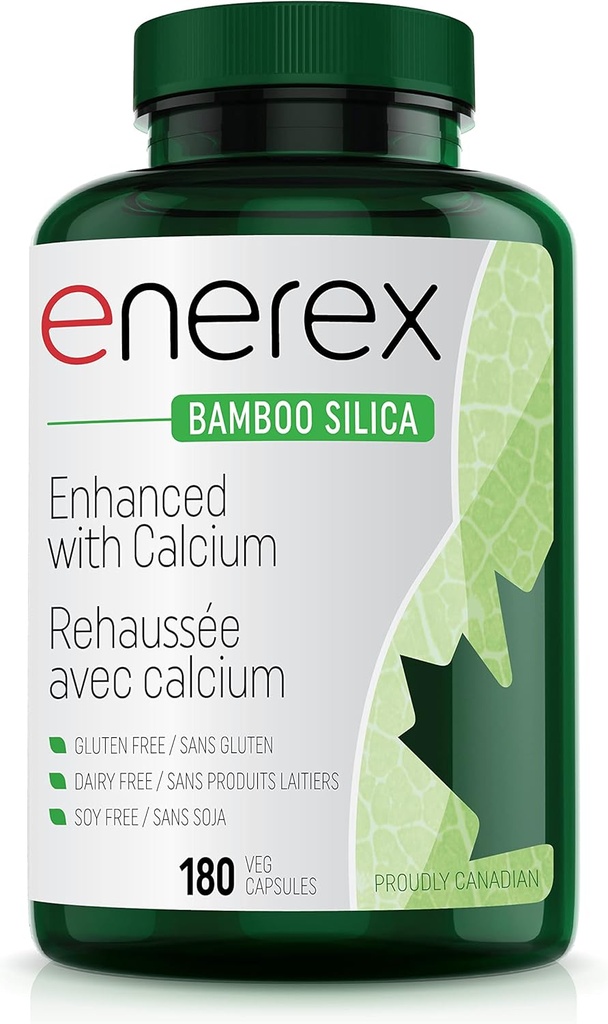 Bamboo Silica s kalcijevim citratom - 180 Veggie Caps za zdravje kosti in zob, izboljšane lase, kožo in nohti rast - rastlina-bambus extract & organska Silica za dobro počutje