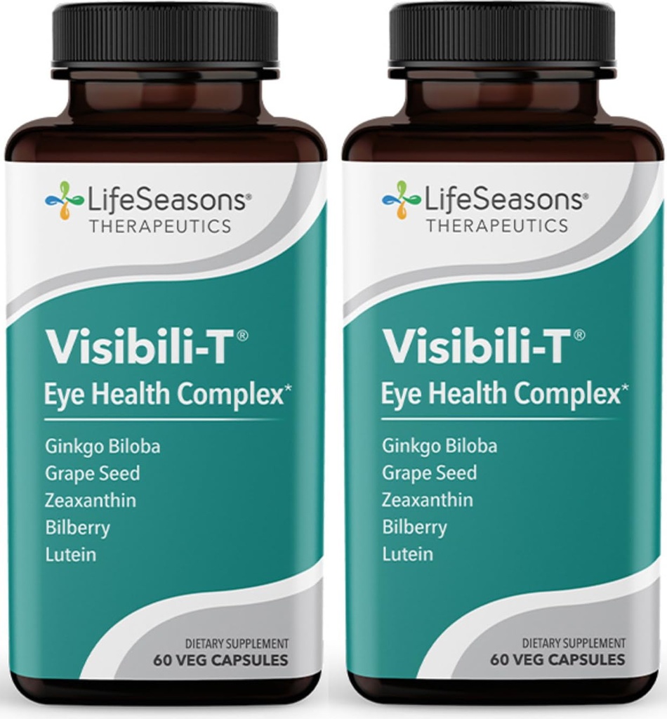 Visibili-T - Vitaminski dodatek za zdravje oči in vid - Koren korena, kroma, borovnice, Ginkgo Biloba, izvleček grozdnega semena, likopen, vitamin A, lutein in Zeaksantin - 60 kapsul (paket po 2)
