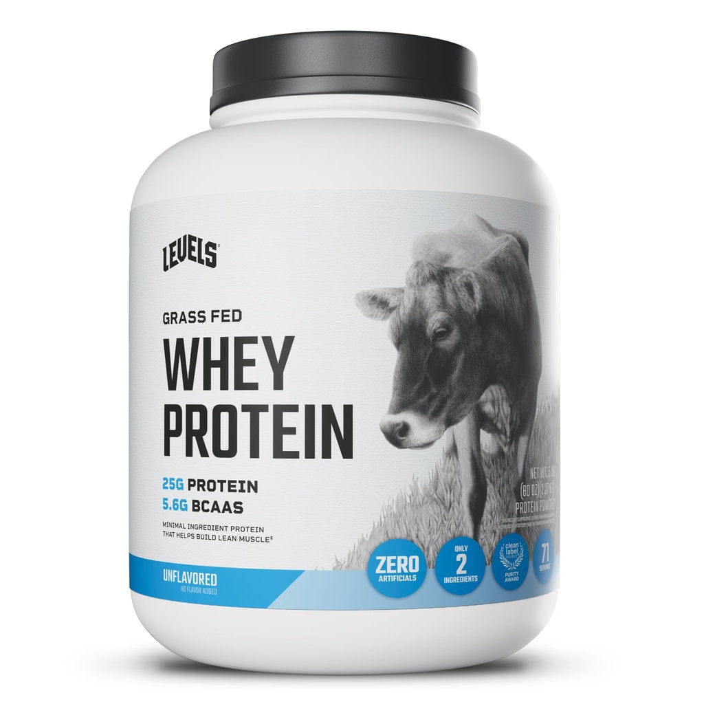 Ravni Grass Fed Whey Protein v prahu, brez umetnih, 25G beljakovin, brez arome, 5LB