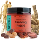 Fokus Gummies z ameriškim ginsengom, korejskim izvlečkom Panax Ginseng & Reishi - pomaga pri podpiranju energije in razpoloženja, Vegana, nizkosladkega, 60 Gummies, Ananas, Loquat & Jagodna aroma