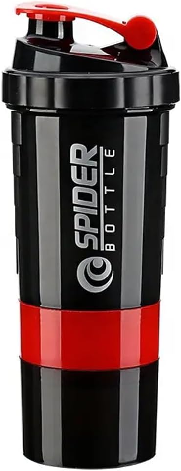 5 V 1 plastenka Protein Shaker - Professional Series Shaker Steklenica za Beljakovine Shakes and Pre Workout Gym Steklenica, S shranjevanjem prahu, Pladenj, Mešalna žogica,Shakes Cup (rdeče)