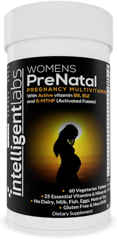 Inteligentni laboratoriji ženski prednatalni multivitaminski, 25 Esencialna nosečnost Vitamini in minerali, s 5-MTHF Aktivirani Folat, Aktivni B12 in B6, Easy-to-Take, 2 Meseca dobave