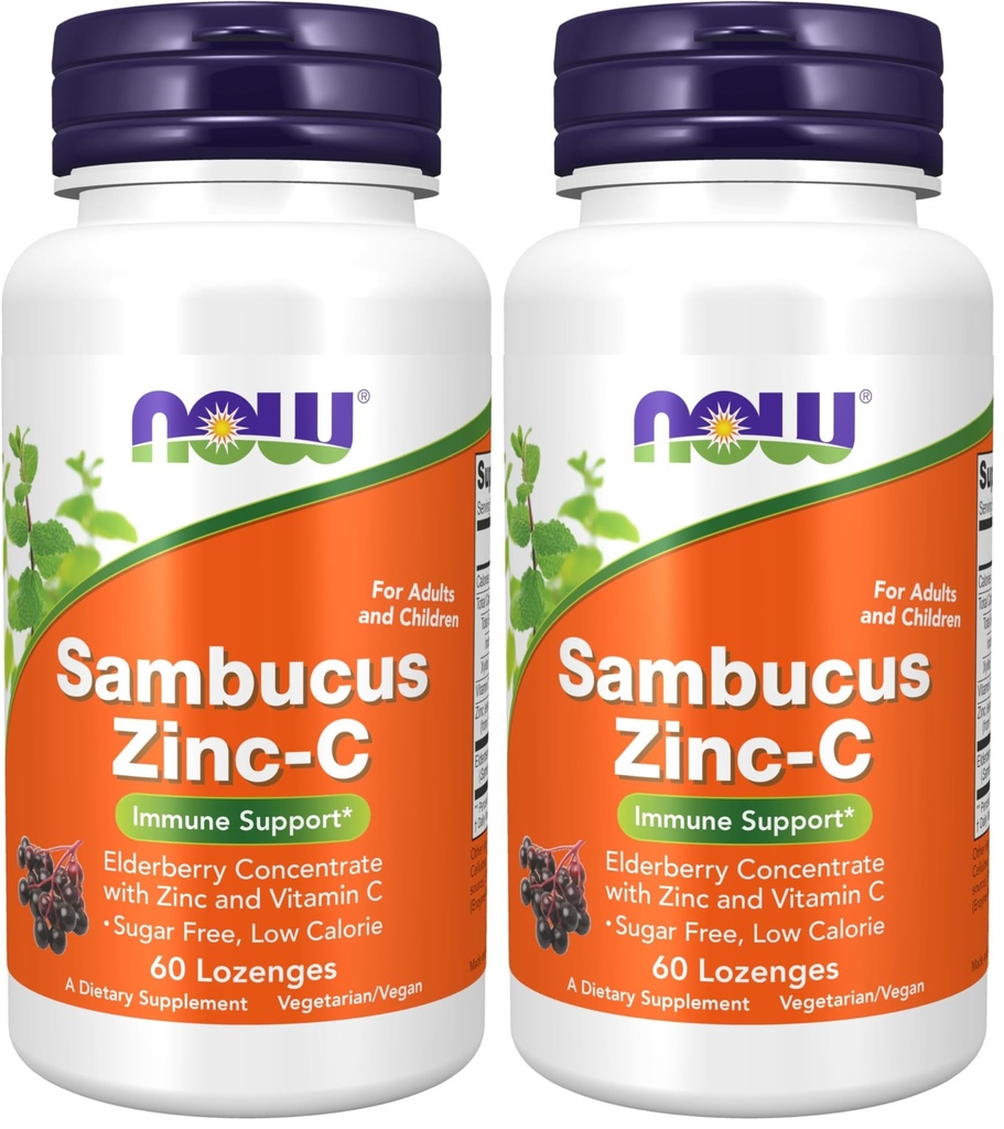 Zdaj dodatki, Sambucus cink-C z Bezgove koncentrat in vitamin C, 60 Lozenges (Pack z 2)