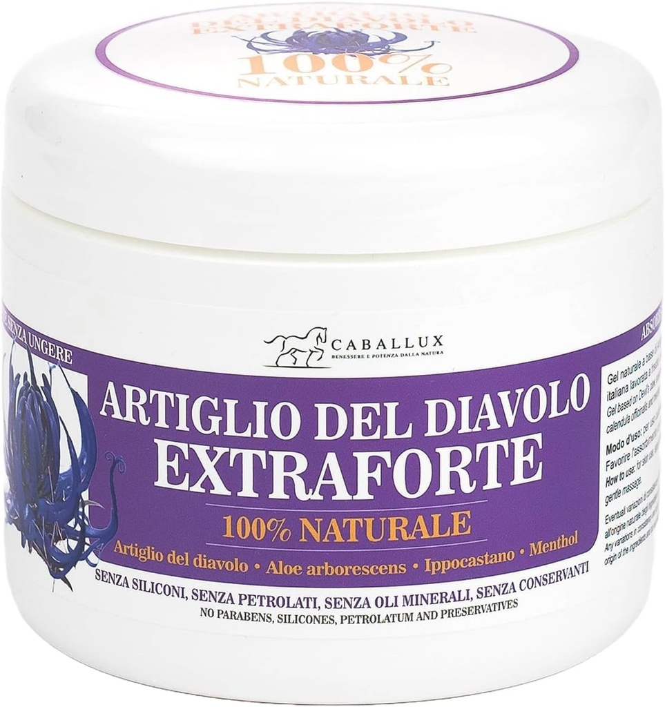 Hudičev krempelj Strong Gel 100% naravno - obogaten z italijanskim Aloe Arborescens, konjski kostanj, Mentol za mišice in sklepe - 17 Oz