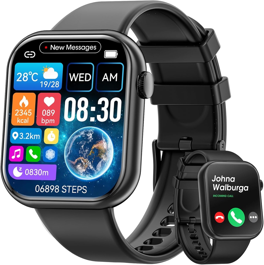 Hwagol Smart Watch (Odgovor/Opravi klic) 1.85inch Fitness Tracker, DIY Dials/Pedometer/Kalorije/Multiple Sport Načini / Glas pomočnik, Pametne ure za moške Android iOS telefoni