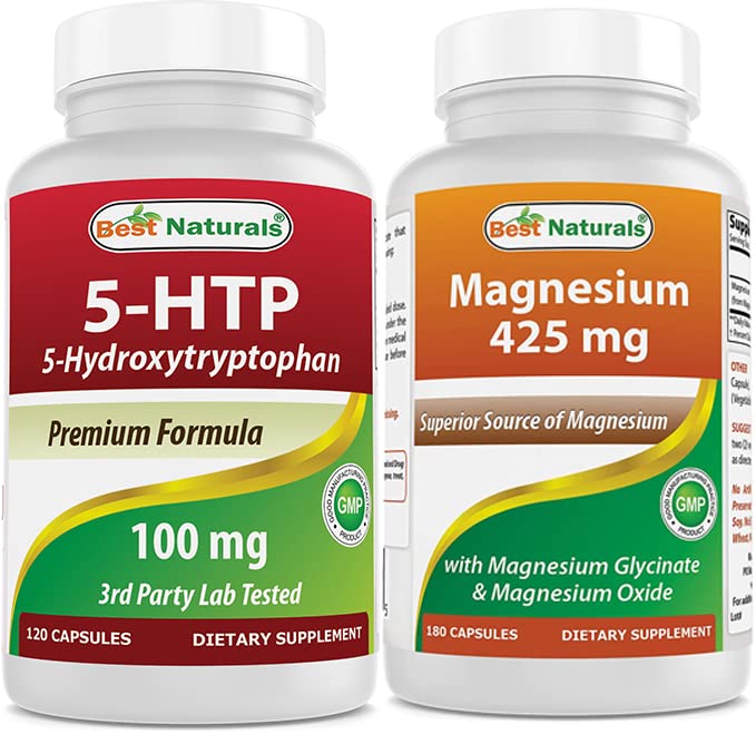 Najboljši naravni 5-HTP (5-hidroksitriptofan) 100 mg in magnezijev glicinat 425 mg