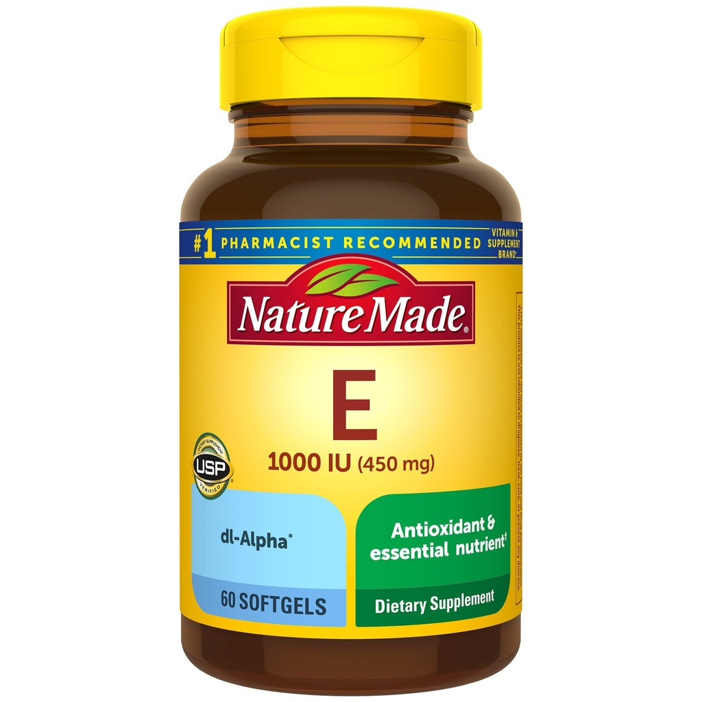Vitamin E 450 mg (1000 i.e.) dl-Alpha softgels, 60 Štetje za podporo antioksidanti (Packaging May Vary)