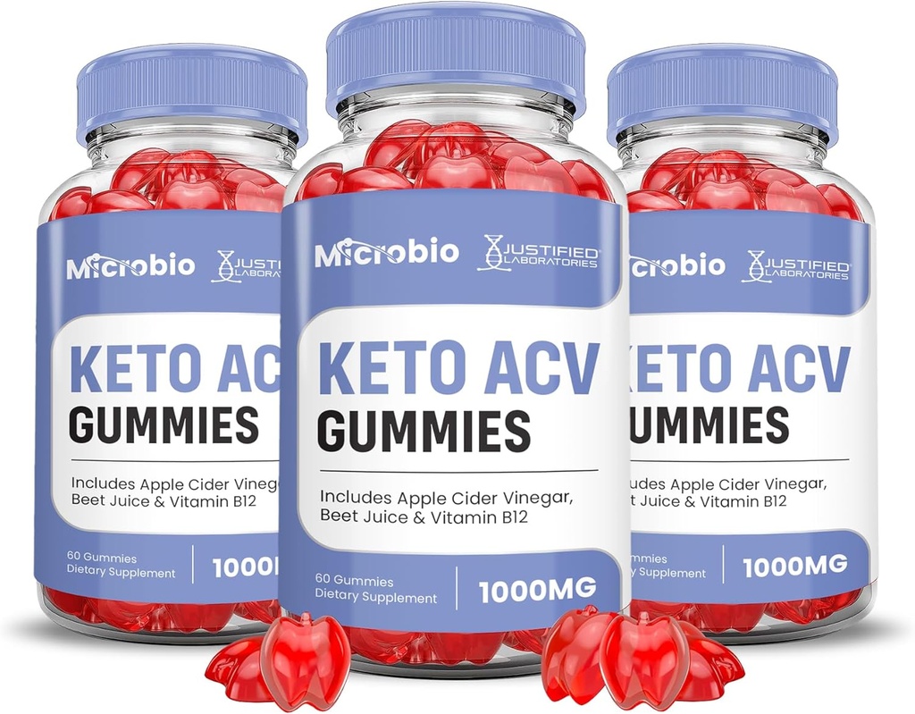 Upravičeni laboratoriji (3 Pack Microbio Keto ACV Gummies Napredna Formula 1000MG Micro Bio Keto Gummies Apple Cider Viner Oblikovan z Granit Beet Juice v prahu B12 Vegan Non GSO 180 Gummies