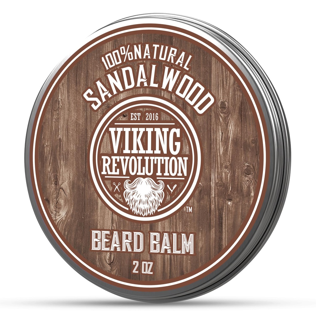 Viking Revolution Sandalwood Bradasti balzam - Bradato maslo z arganovim oljem, Beard Softener za moške z Jojoba olje - Brada vlažilec za moške z Beeswax - Brada Vosek za moške (2oz, 1 Pack)