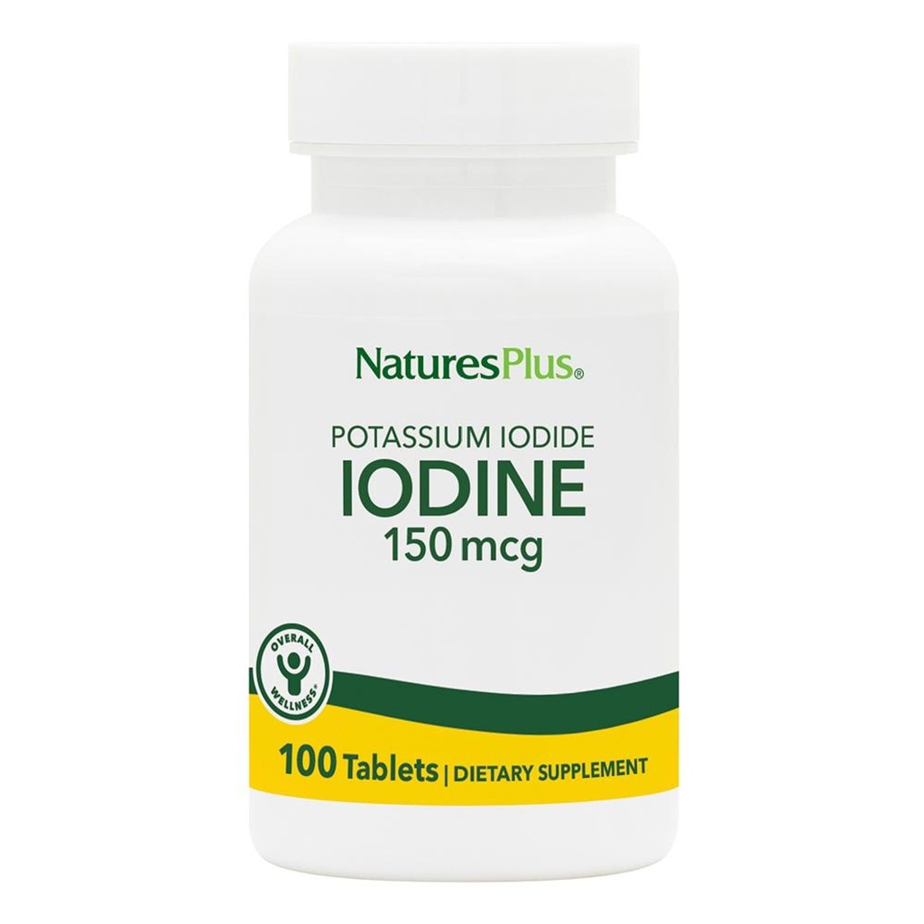 NaturesPlus kalijev jodida - 150 μg, 100 Veganske tablete - Podporni dodatek za ščitnice, Podpira zdravje dihal - vegetarijanski, Gluten prost - 100 Serving