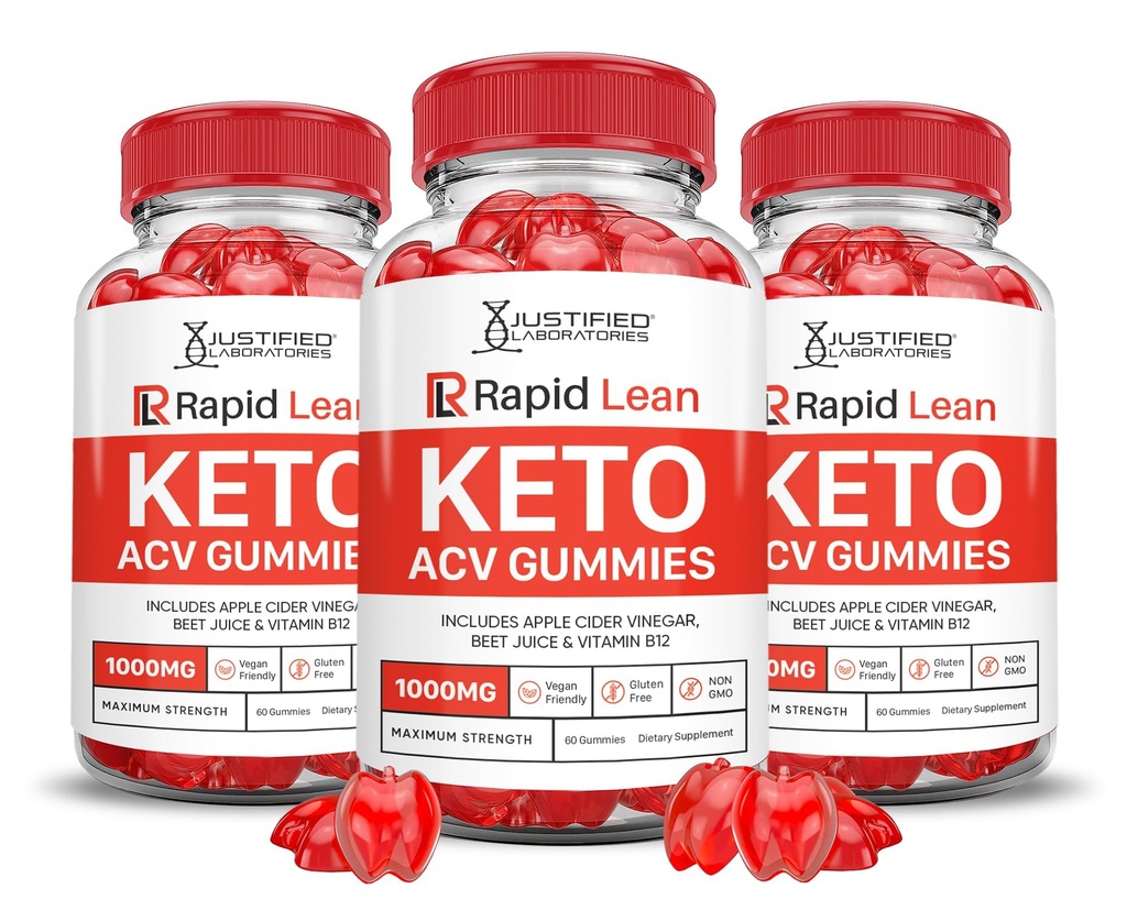 (3 Pack) Rapid Lean Keto ACV Gummies Napredno Formula 1000MG Rapid Lean Keto Gummies Apple Cider Vinegar Oblikovan z Granatni beet Juice v prahu B12 Vegan Non GSO 180 Gummys
