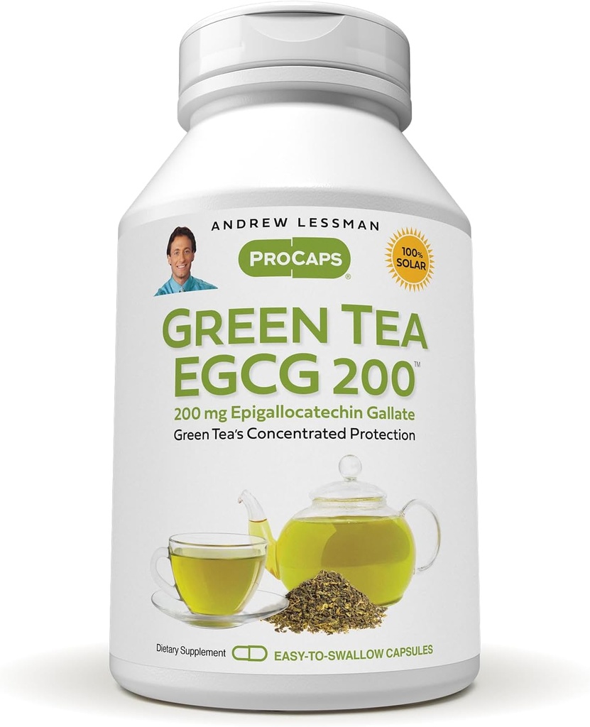 ANDREW LESSMAN Green Tea EGCG 200 mg - 360 kapsul - 200 mg EGCG, močna antioksidantna podpora za zdravo delovanje jeter, imunski, možganski, srčni in krožni sistem. Brez dodatkov