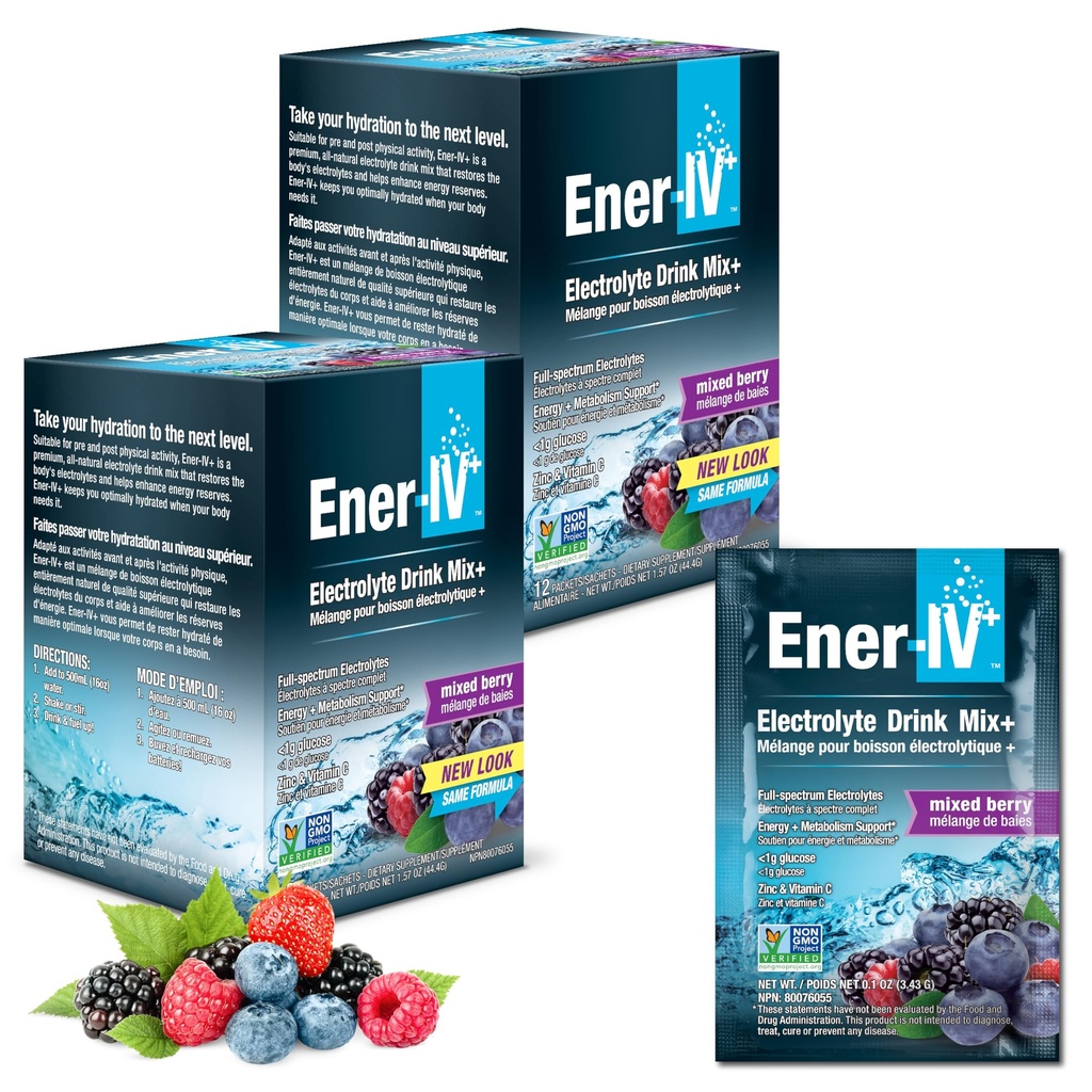 Ener-IV mešanica elektrolitskih pijač – elektrolitski paketi v prahu, Hydration Powder Drink, Hydrate Liquid Mix, nizkosladkorna rehidracija za ženske in moške – mešana jagoda, 24 števk